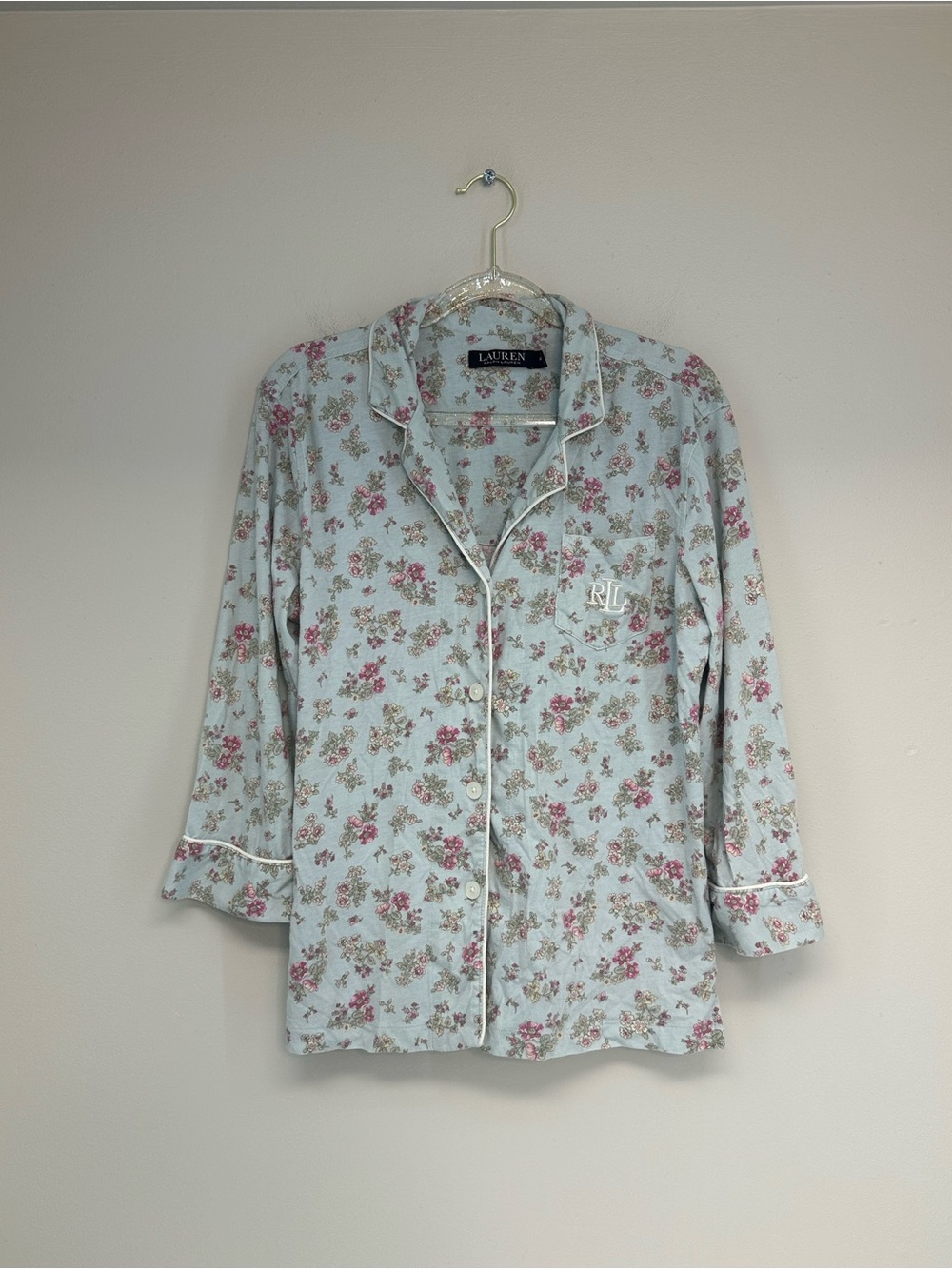 Ralph Lauren Black Label Floral Button-Front Pajama shirt size medium